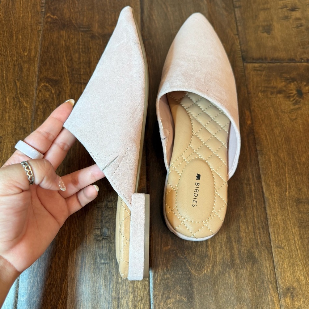 Birdies The Lark in Pink Chiffon Suede Slide Mule Size 7.5 Office Business - Picture 7 of 9